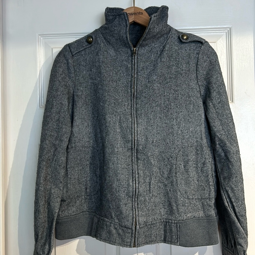 Wool Jacket High Collar Military Style